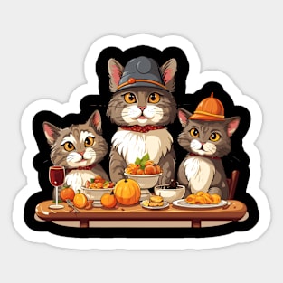 Cats celebrating thanksgiving Sticker